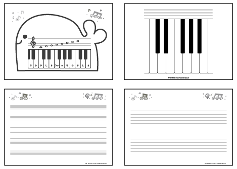 五線譜とピアノ鍵盤図モノクロバージョン Kf Studio Plus