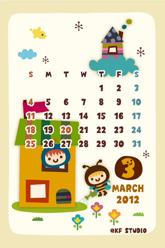 12年3月壁紙カレンダー Iphone Android ケータイ Kf Studio Plus